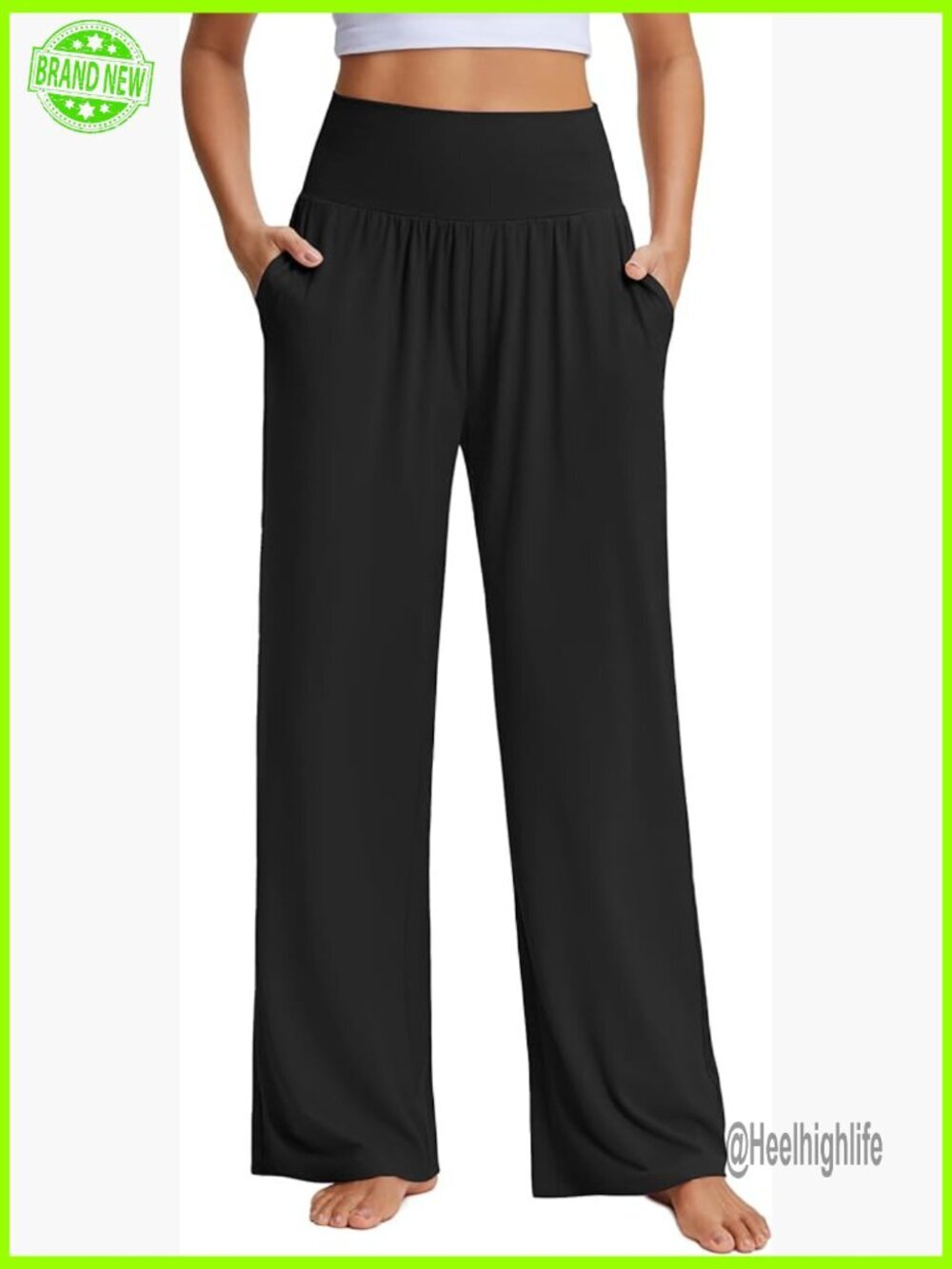 High Waisted Wide Leg Yoga Pants with Pockets 26/28/30 Inseam Buttery Soft